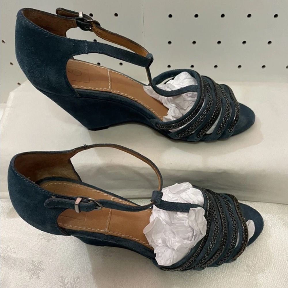 Bacio 61 Suede Blue & Silver Wedge Sandals Women